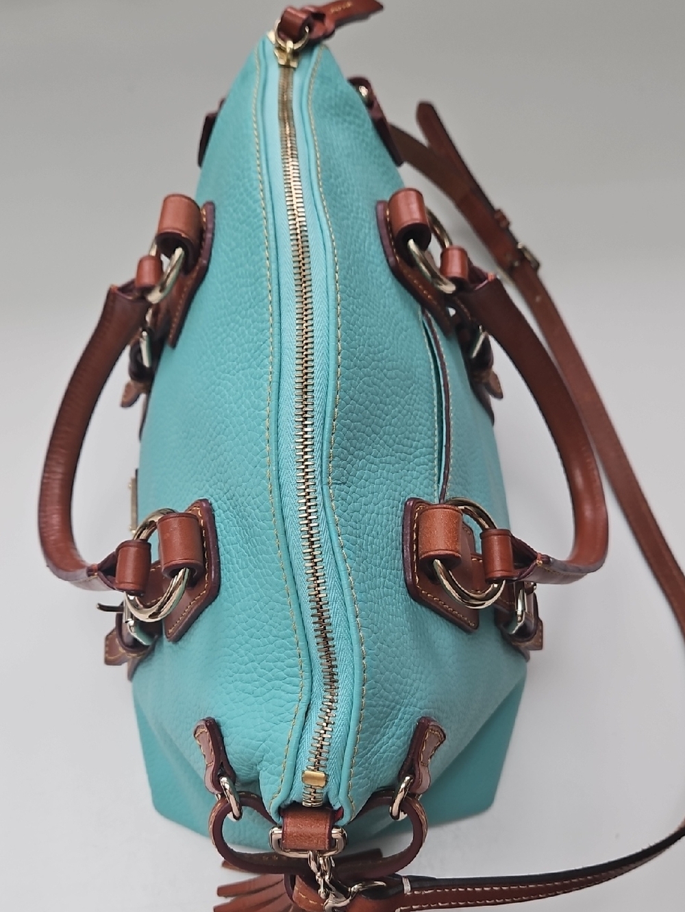 Dooney & Bourke Aqua Pebble Leather Bristol Satchel - Picture 5 of 15